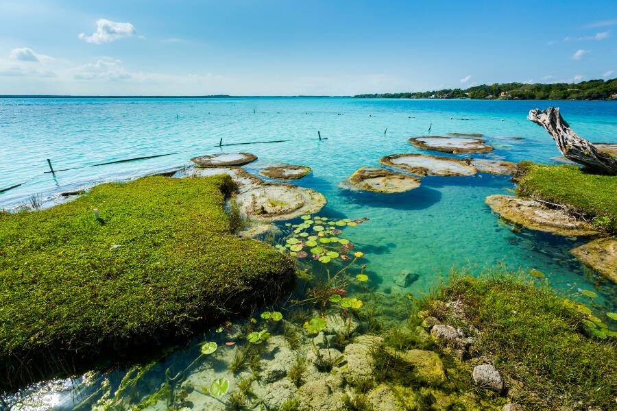 La Laguna de Bacalar, conosciuta come la Laguna dei Sette Colori, nel sud del Quintana Roo.