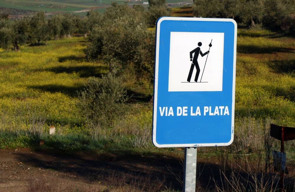 Cartello sulla Ruta de la plata Cammino di Santiago tappe