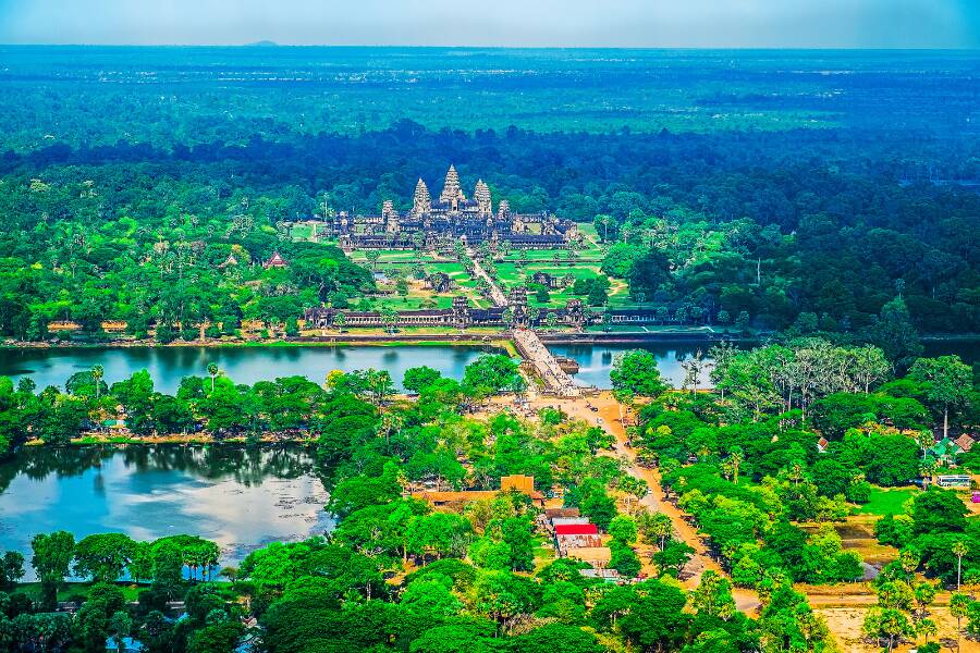 Una vista panoramica di Angkor Wat, Cambogia